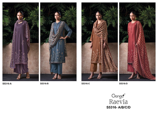 Raevia S5316 Ganga Wool Pashmina Suits Manufacturer