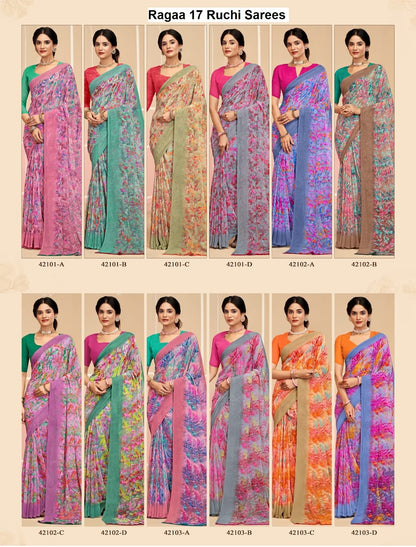 Ragaa 17 Ruchi Georgette Sarees Wholesale Price