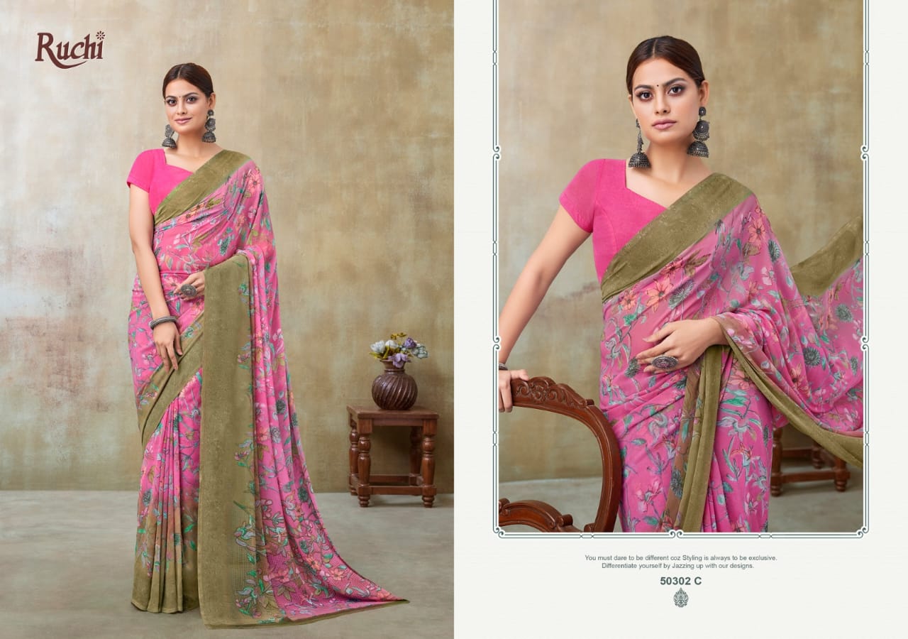 Ragaa Georgette 21 Ruchi Sarees Supplier Gujarat