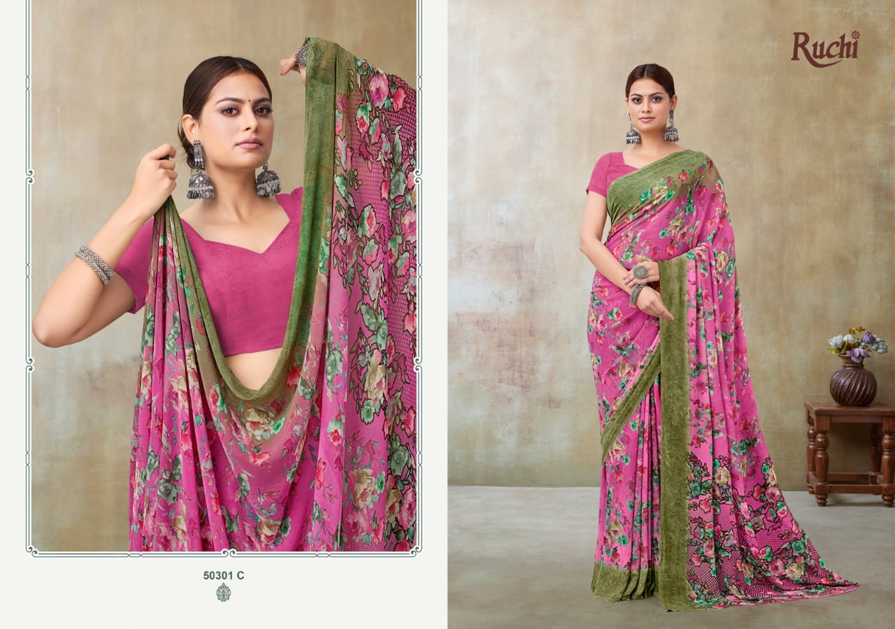 Ragaa Georgette 21 Ruchi Sarees Supplier Gujarat