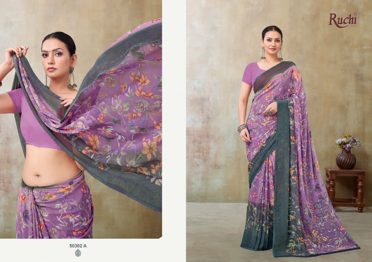 Ragaa Georgette 21 Ruchi Sarees Supplier Gujarat