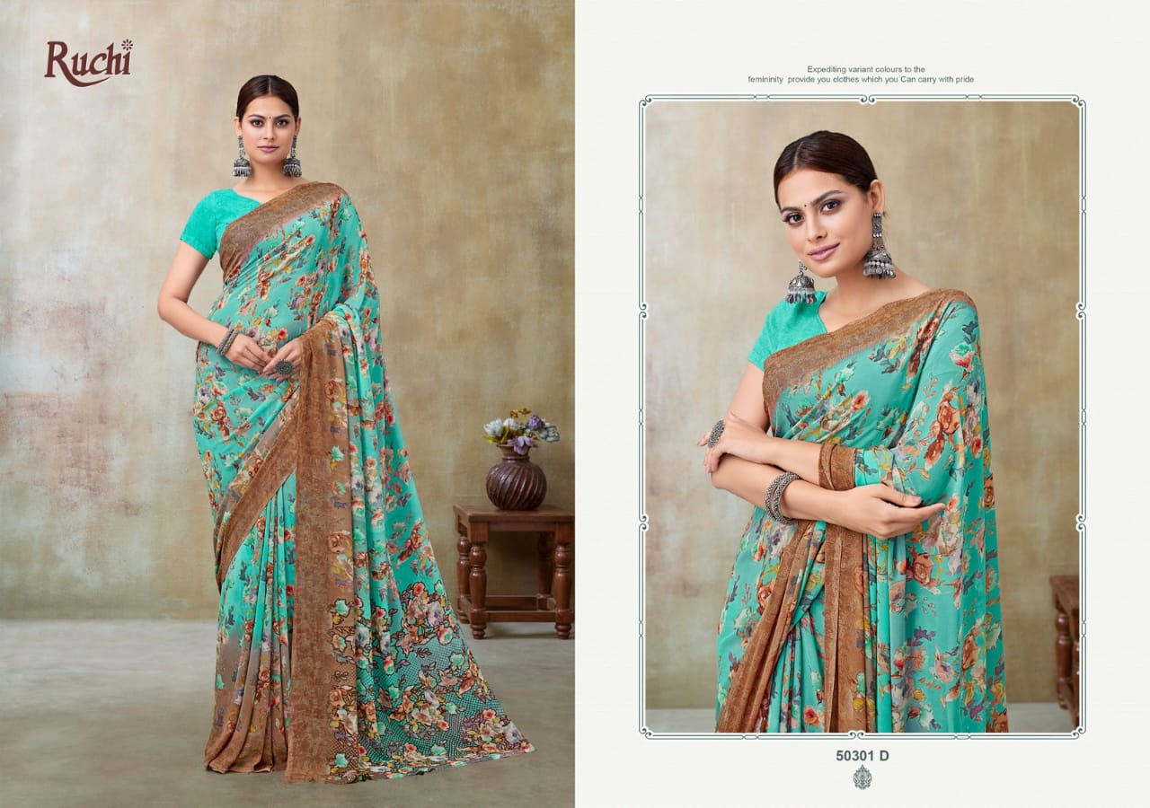 Ragaa Georgette 21 Ruchi Sarees Supplier Gujarat
