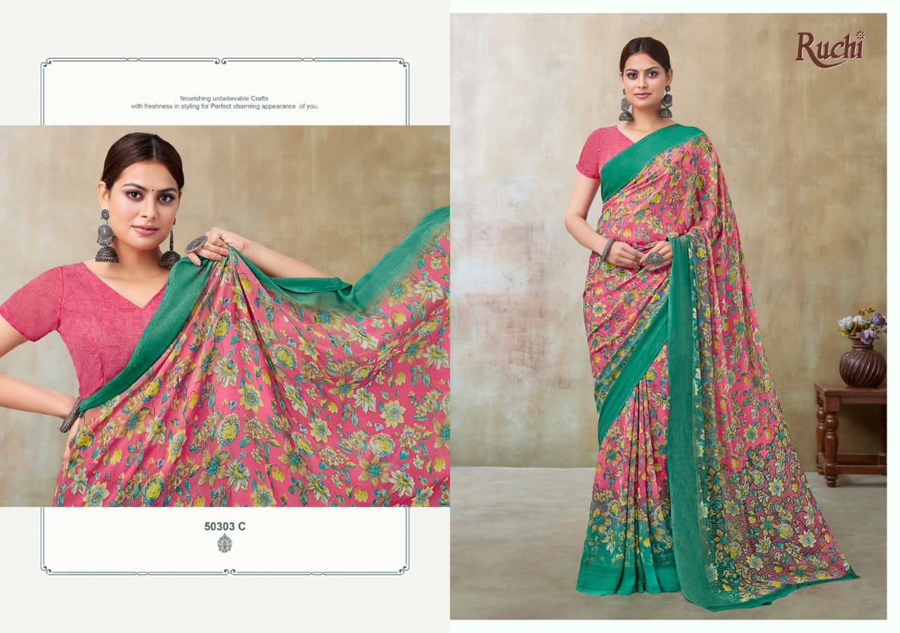 Ragaa Georgette 21 Ruchi Sarees Supplier Gujarat