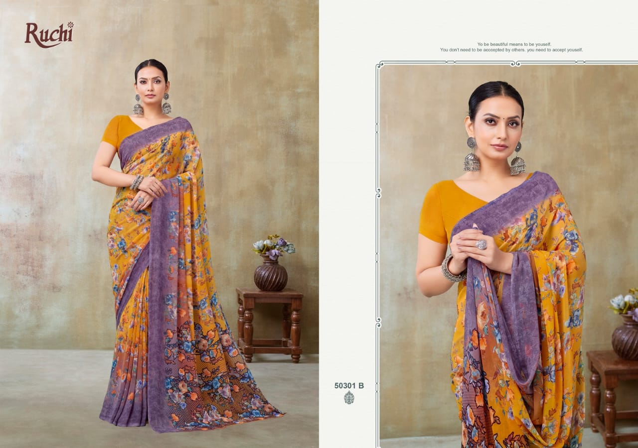 Ragaa Georgette 21 Ruchi Sarees Supplier Gujarat