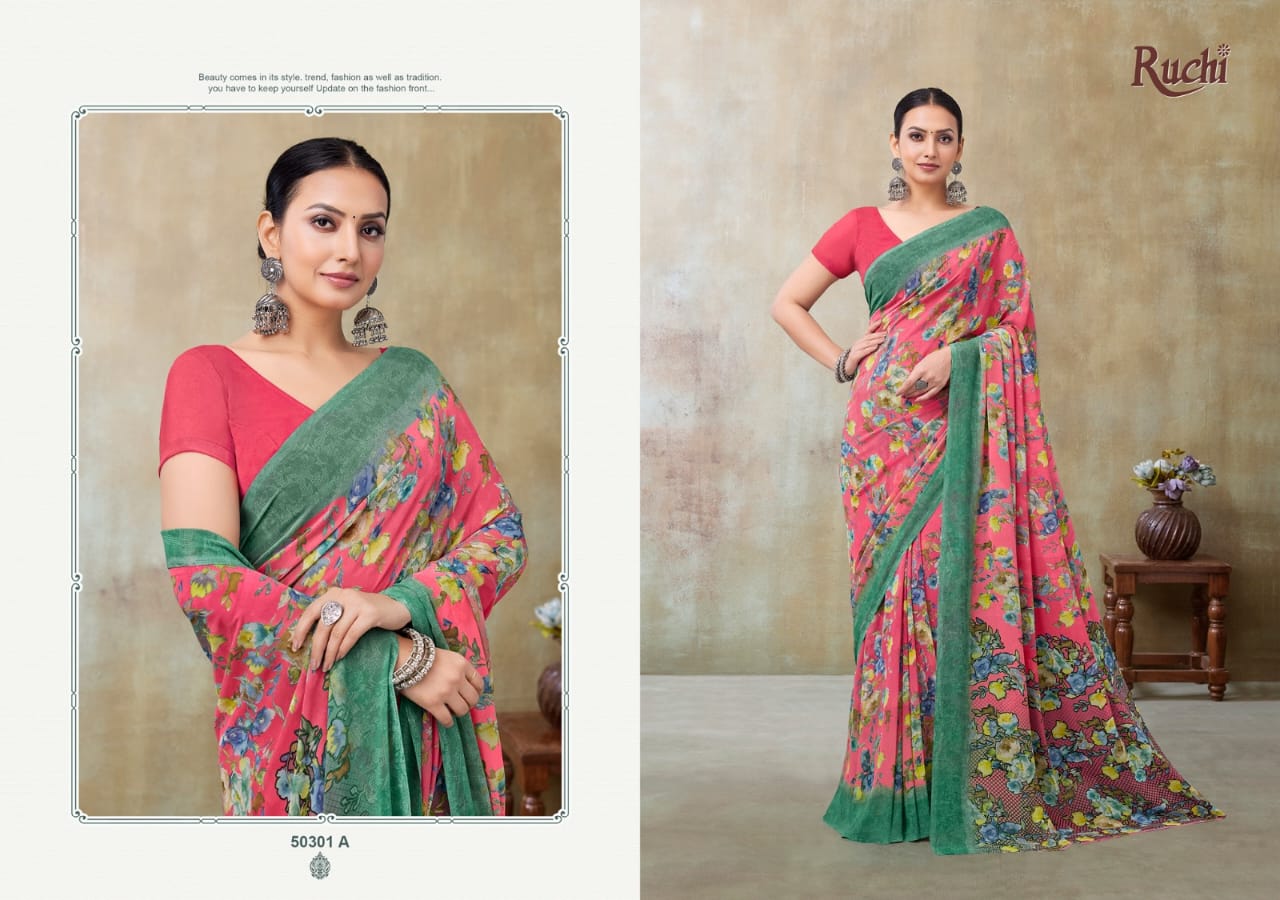 Ragaa Georgette 21 Ruchi Sarees Supplier Gujarat