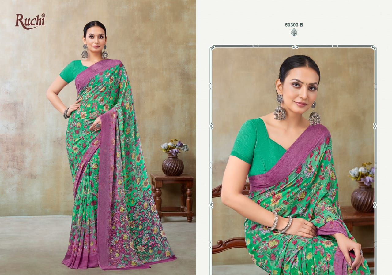 Ragaa Georgette 21 Ruchi Sarees Supplier Gujarat
