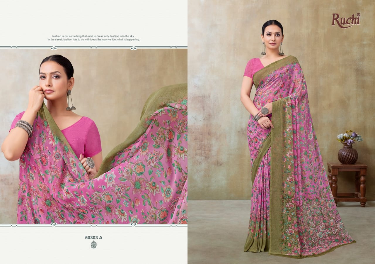 Ragaa Georgette 21 Ruchi Sarees Supplier Gujarat
