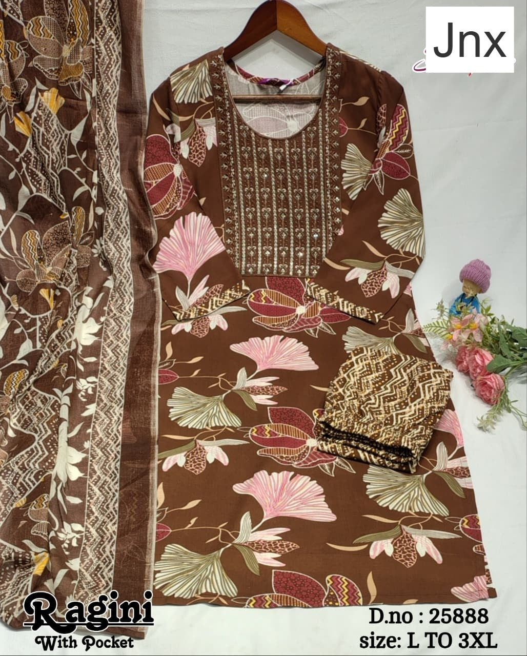 Ragini 150626 Jnx Rayon Readymade Pant Style Suits Exporter India