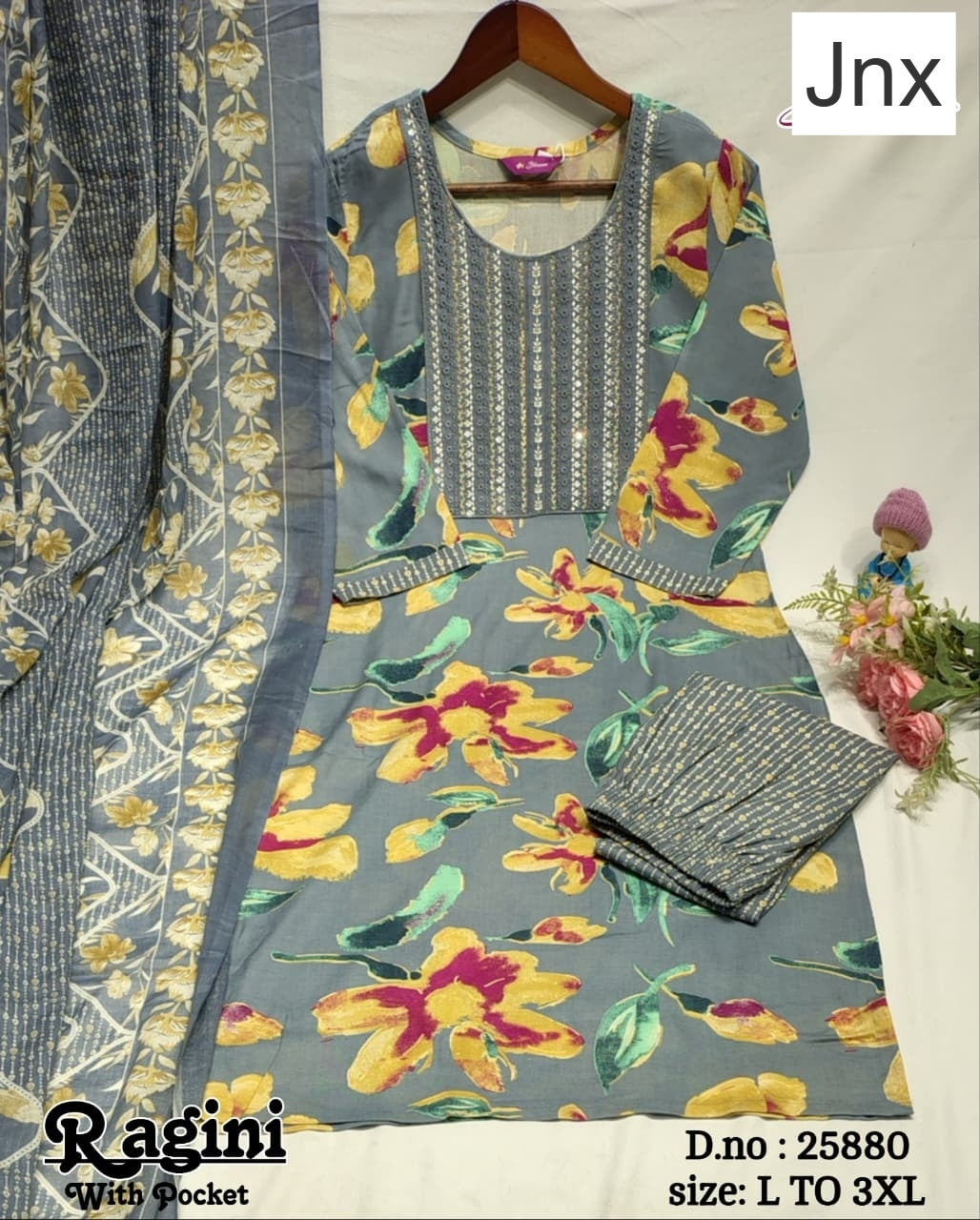 Ragini 150626 Jnx Rayon Readymade Pant Style Suits Exporter India