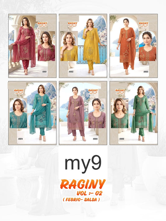 Raginy Vol 2 My9 Salsa Readymade Pant Style Suits Exporter Gujarat