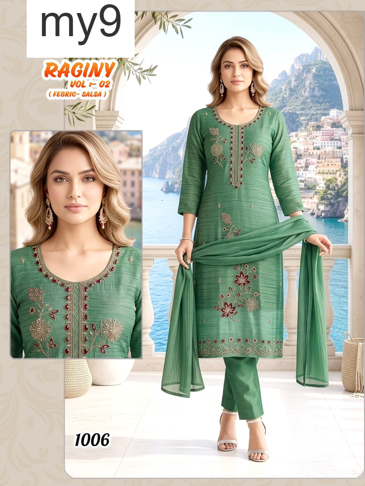 Raginy Vol 2 My9 Salsa Readymade Pant Style Suits Exporter Gujarat