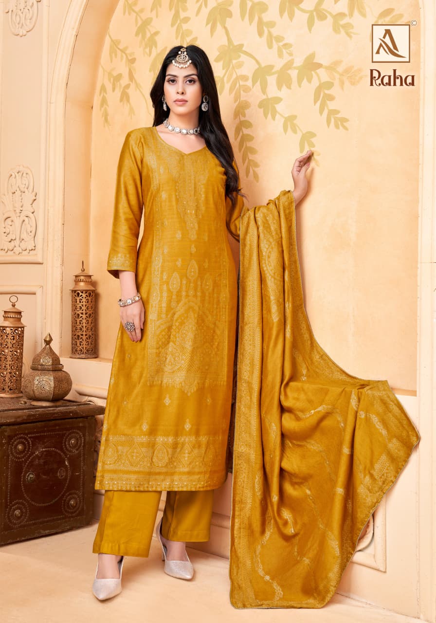 Raha Alok Pashmina Suits Wholesale Rate