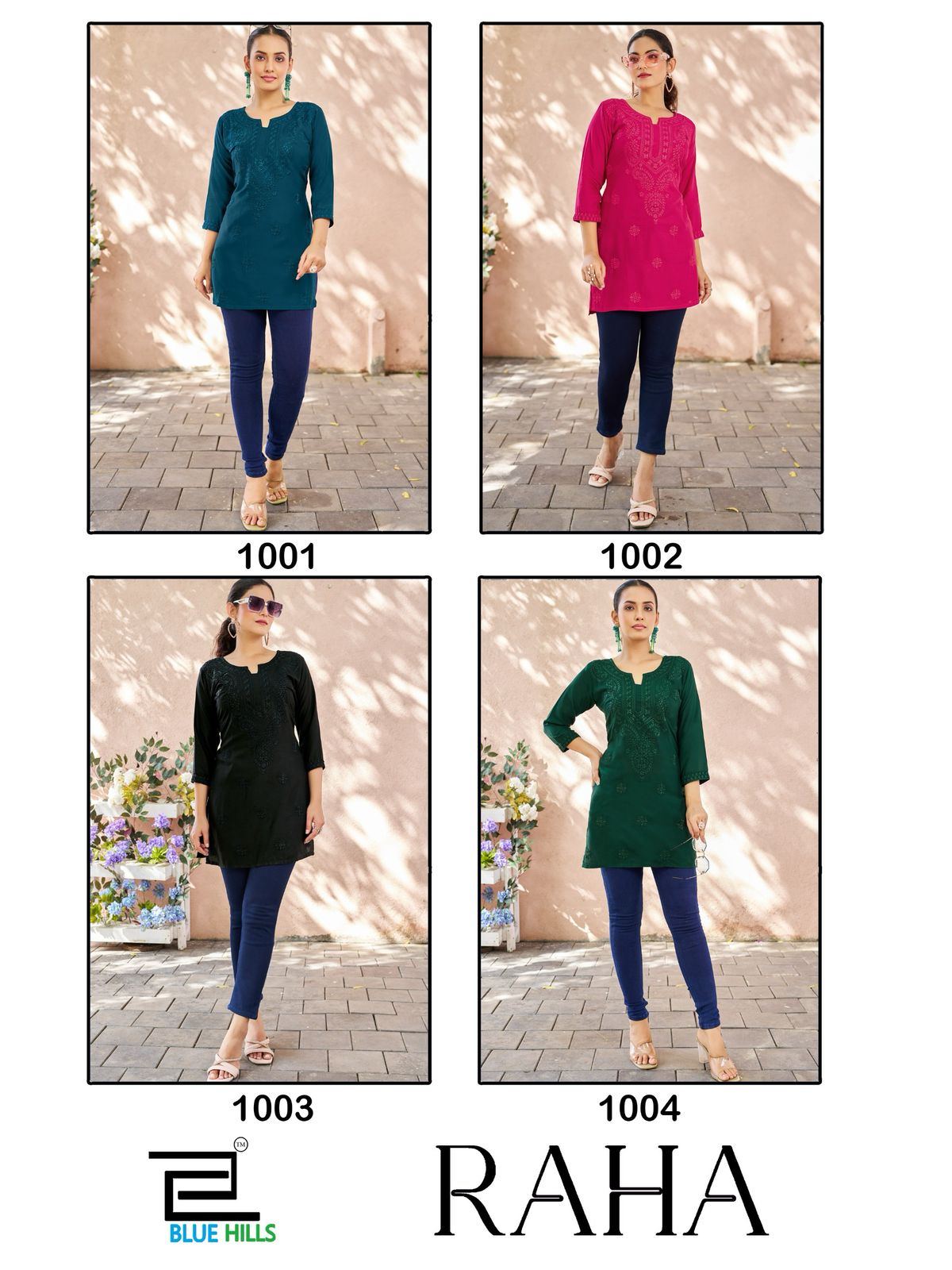 Raha Blue Hills Viscose Modal Short Kurtis Wholesaler India