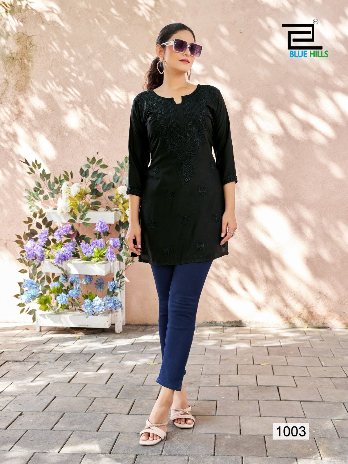 Raha Blue Hills Viscose Modal Short Kurtis Wholesaler India