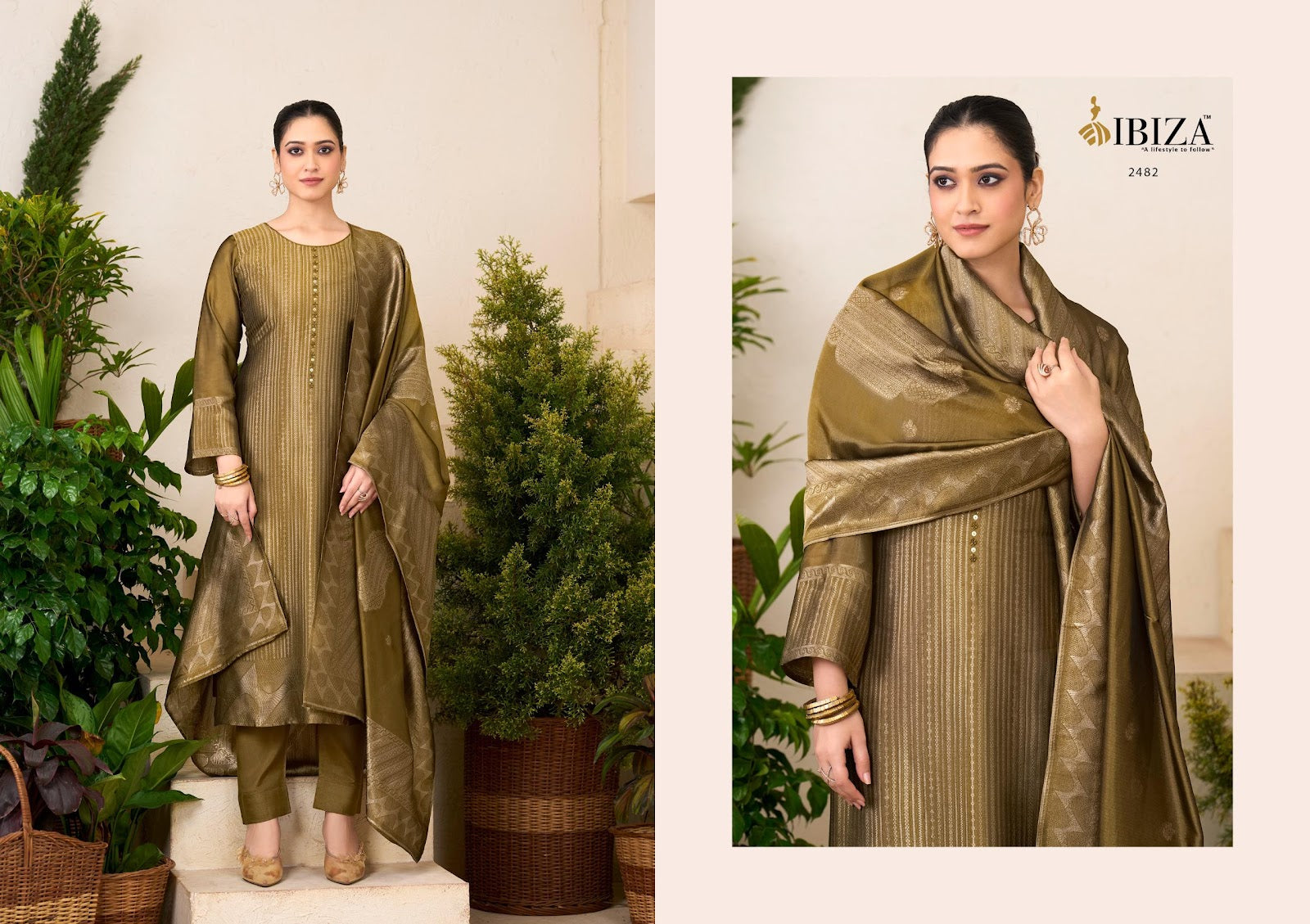 Raha Ibiza Silk Jacquard Pant Style Suits Wholesale