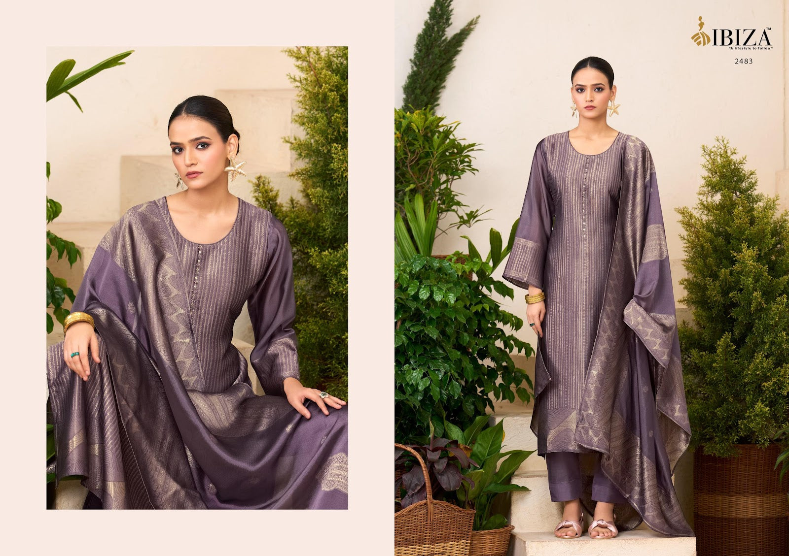 Raha Ibiza Silk Jacquard Pant Style Suits Wholesale