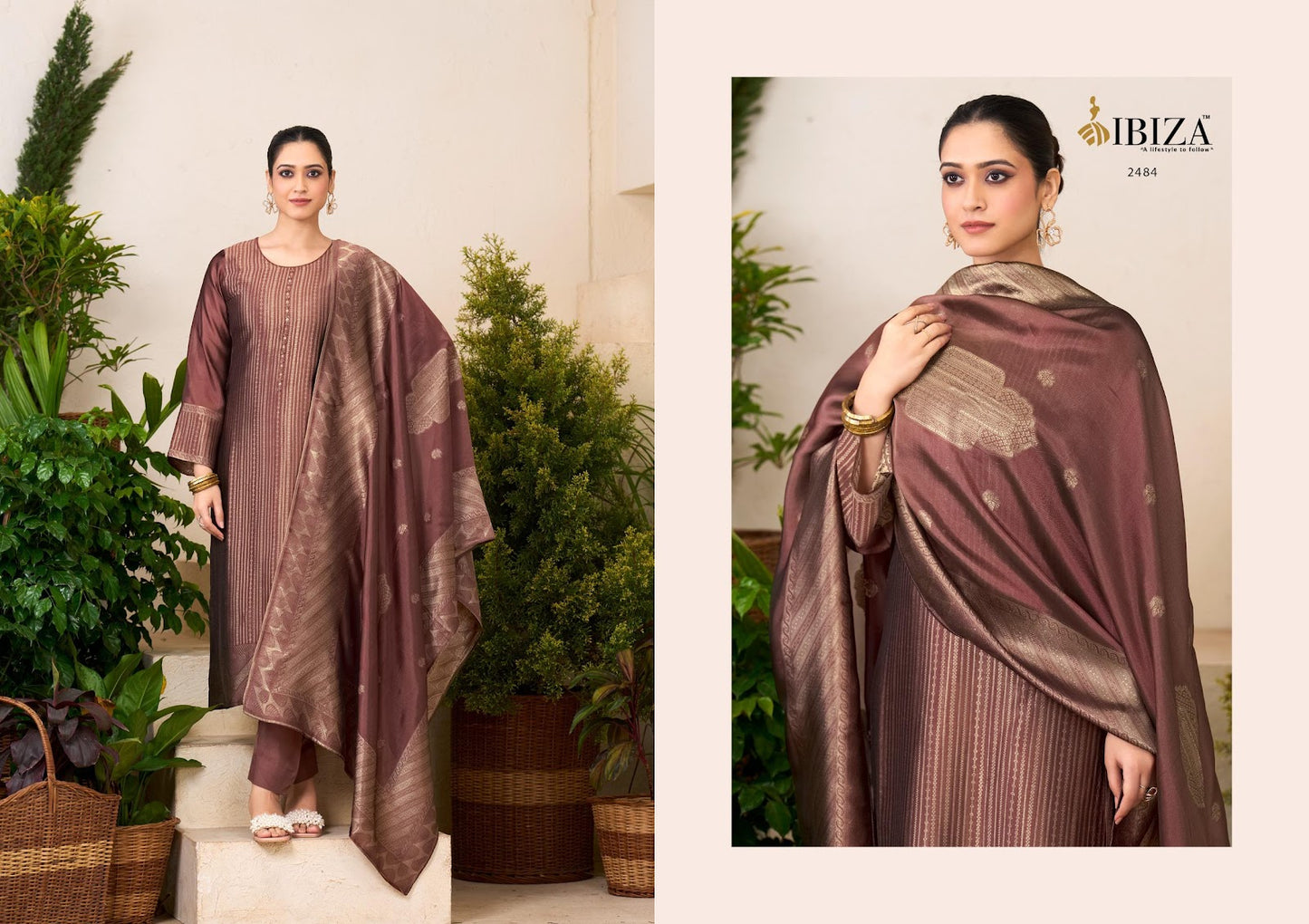 Raha Ibiza Silk Jacquard Pant Style Suits Wholesale