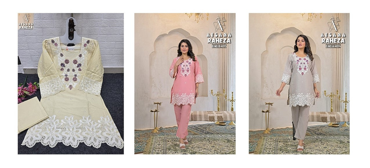 Raheza Karachi Afsana Cotton Kurti Pant Set Manufacturer Ahmedabad