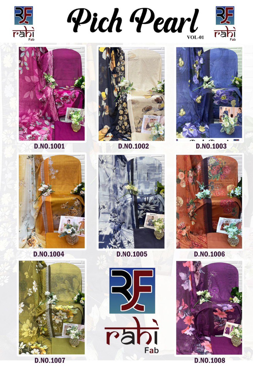 Rich Pearl Vol 1 Rahi Fab Jam Satin Open pic Karachi Salwar Suits Wholesale Rate
