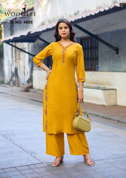 Rahima Wooglee Viscose Weaving Kurti Plazzo Set Manufacturer