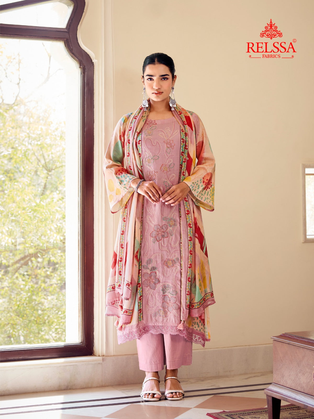 Rainbow 7 Relssa Fabrics Pure Maslin Pant Style Suits Manufacturer Ahmedabad
