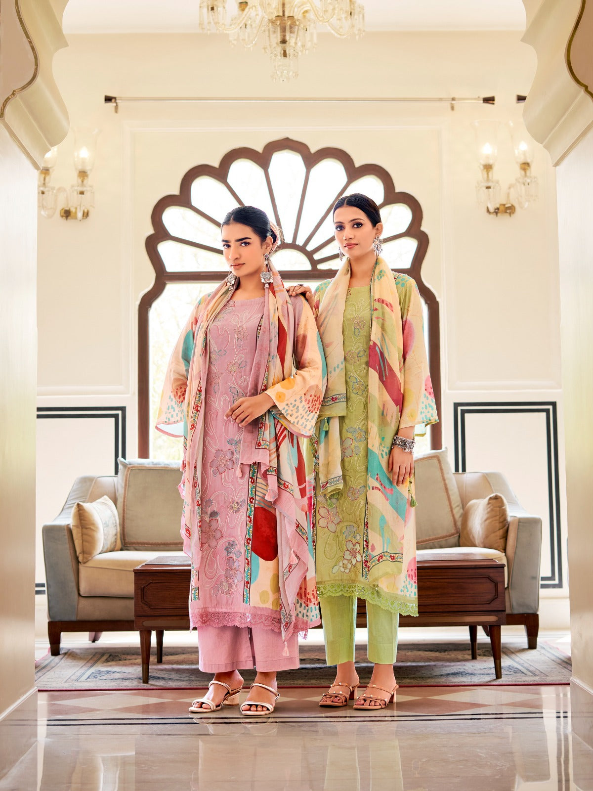 Rainbow 7 Relssa Fabrics Pure Maslin Pant Style Suits Manufacturer Ahmedabad