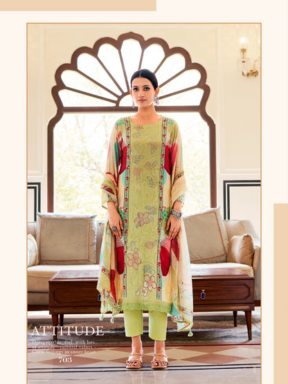 Rainbow 7 Relssa Fabrics Pure Maslin Pant Style Suits Manufacturer Ahmedabad