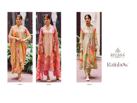 Rainbow Relssa Fabrics Muslin Pant Style Suits Supplier India