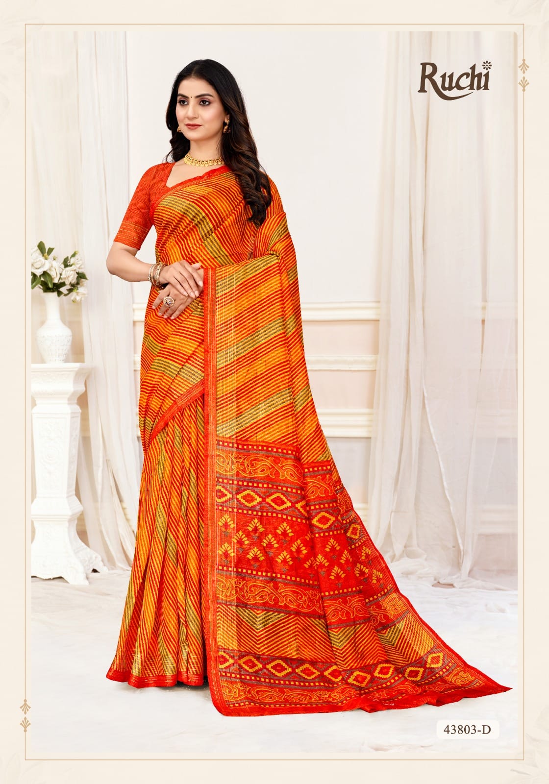 Rainbow Silk Ruchi Linen Silk Sarees Supplier Gujarat