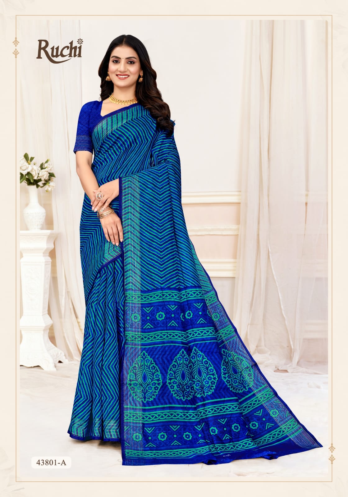 Rainbow Silk Ruchi Linen Silk Sarees Supplier Gujarat