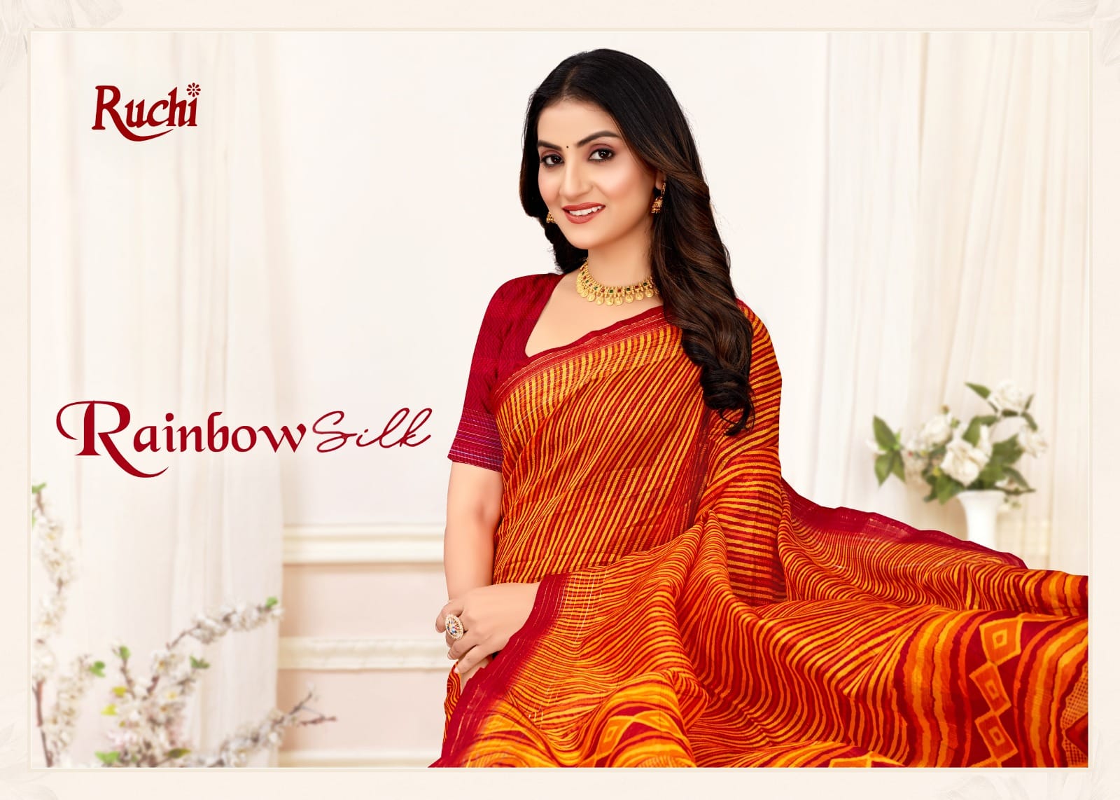 Rainbow Silk Ruchi Linen Silk Sarees Supplier Gujarat