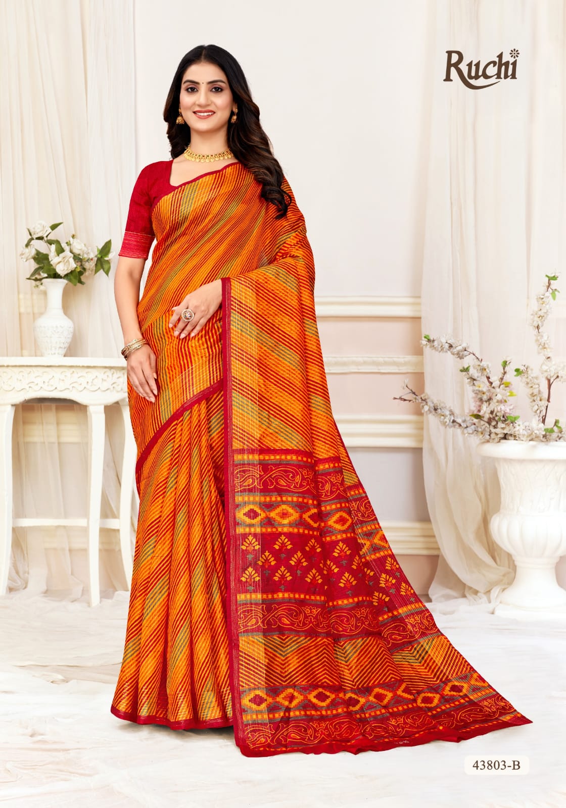 Rainbow Silk Ruchi Linen Silk Sarees Supplier Gujarat