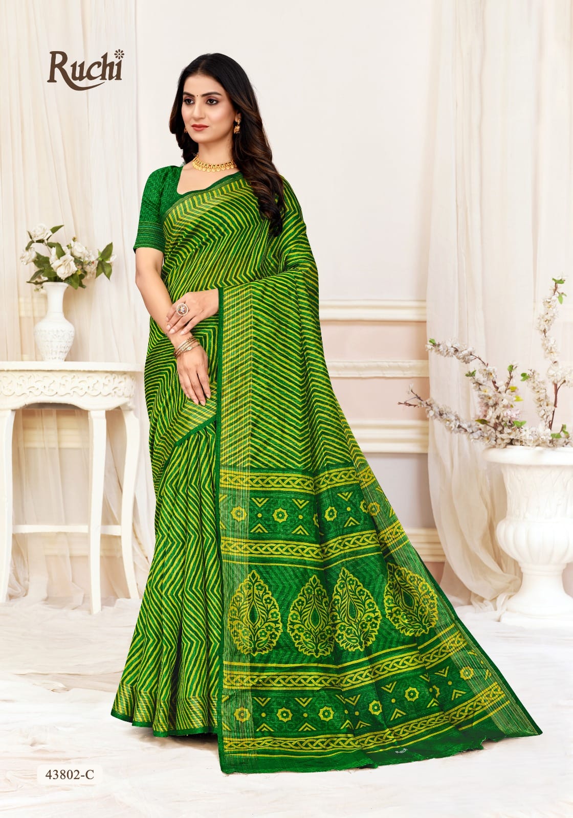 Rainbow Silk Ruchi Linen Silk Sarees Supplier Gujarat