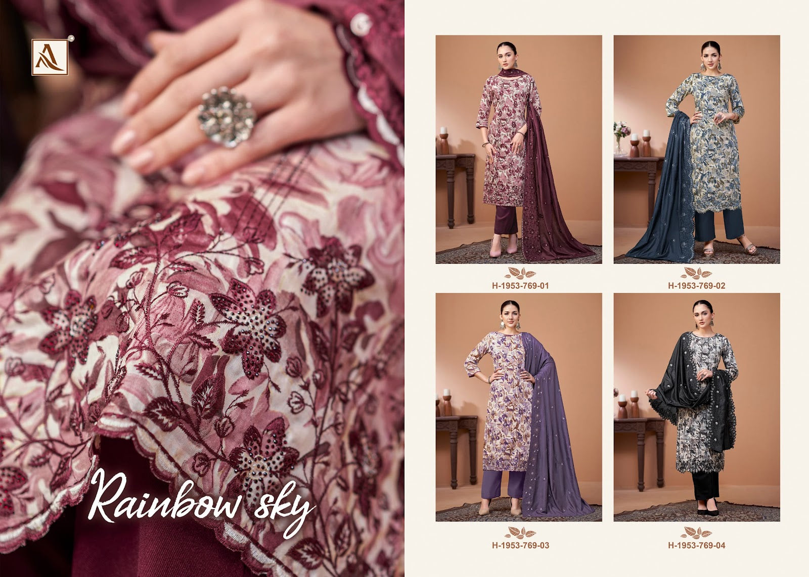 Rainbow Sky Alok Pure Zam Karachi Salwar Suits Exporter