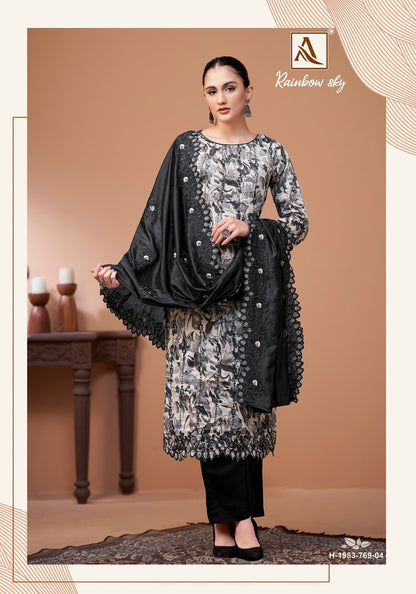 Rainbow Sky Alok Pure Zam Karachi Salwar Suits Exporter