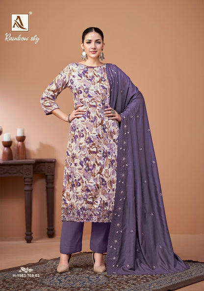 Rainbow Sky Alok Pure Zam Karachi Salwar Suits Exporter