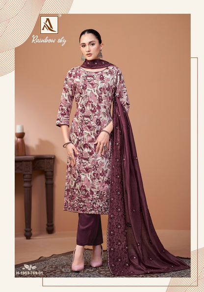 Rainbow Sky Alok Pure Zam Karachi Salwar Suits Exporter