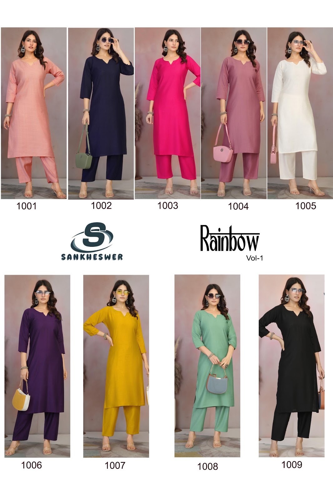 Rainbow Vol 1 Sankheswer Vertican Kurti Pant Set Wholesale Price