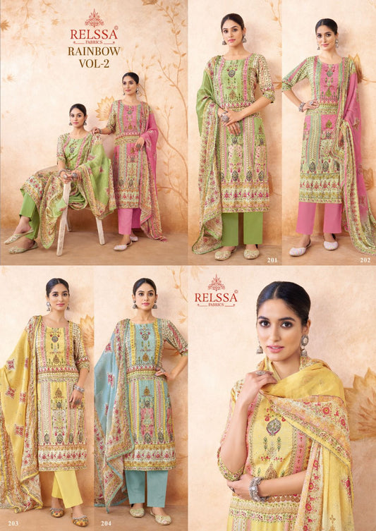 Rainbow Vol 2 Relssa Fabrics Muslin Pant Style Suits Exporter Gujarat