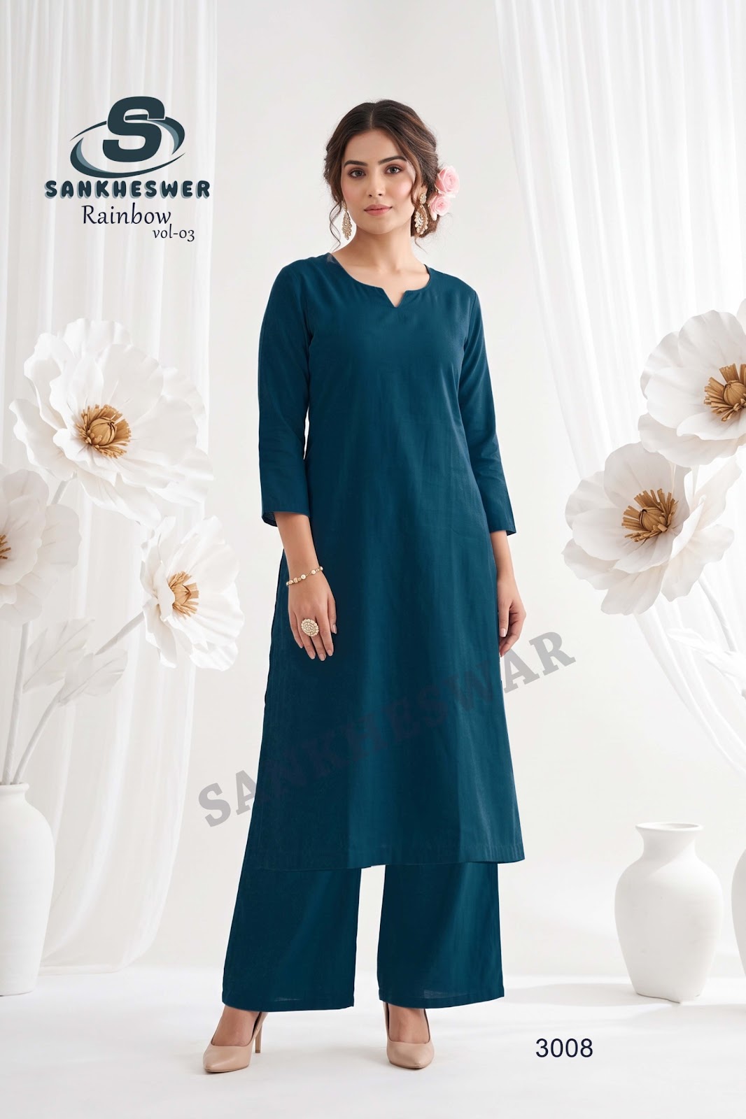 Rainbow Vol 3 Sankheswer Vertican Kurti Plazzo Set Wholesale Price