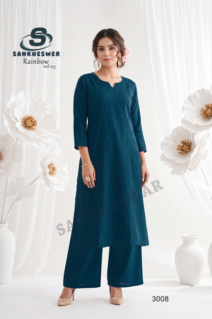 Rainbow Vol 3 Sankheswer Vertican Kurti Plazzo Set Wholesale Price