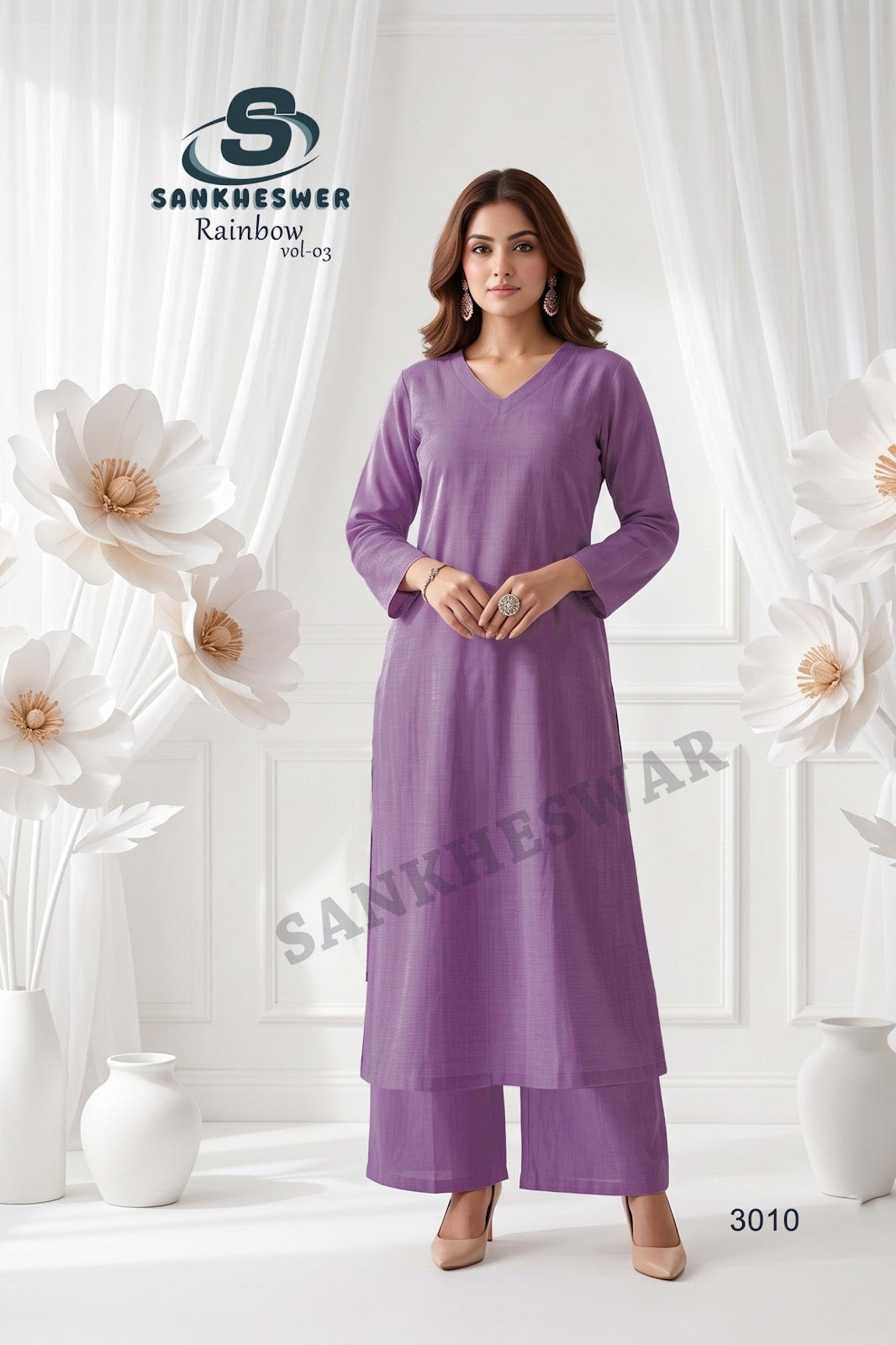Rainbow Vol 3 Sankheswer Vertican Kurti Plazzo Set Wholesale Price