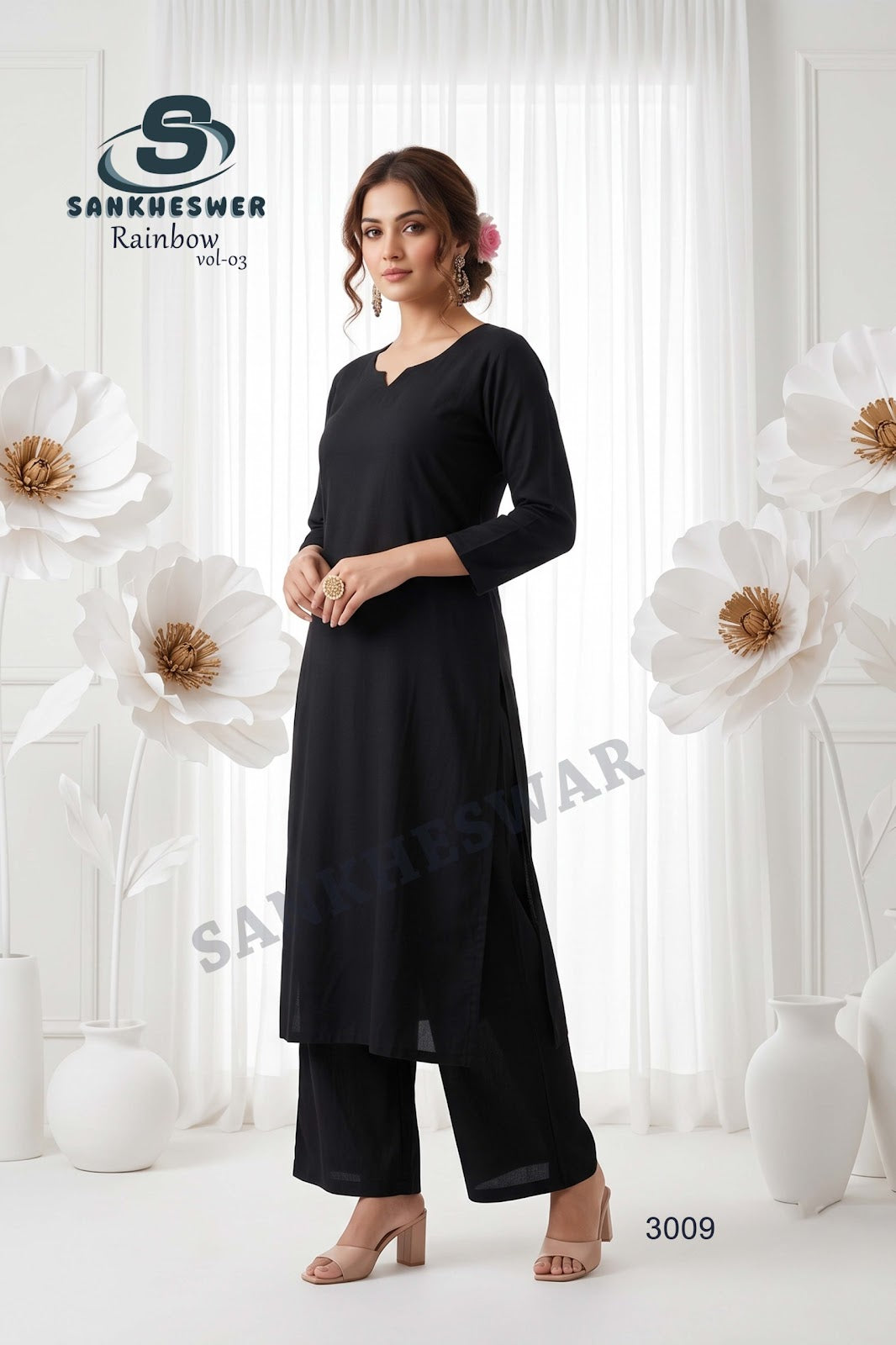 Rainbow Vol 3 Sankheswer Vertican Kurti Plazzo Set Wholesale Price