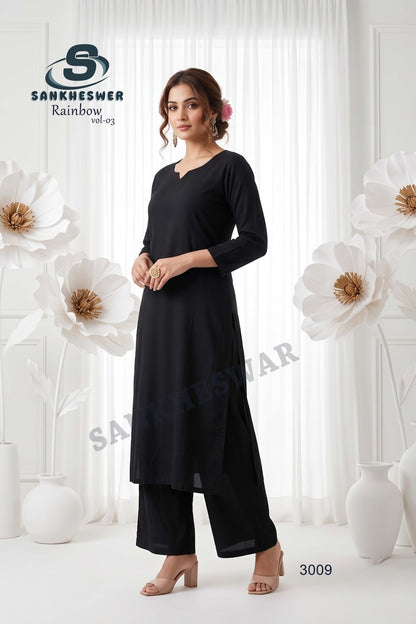 Rainbow Vol 3 Sankheswer Vertican Kurti Plazzo Set Wholesale Price
