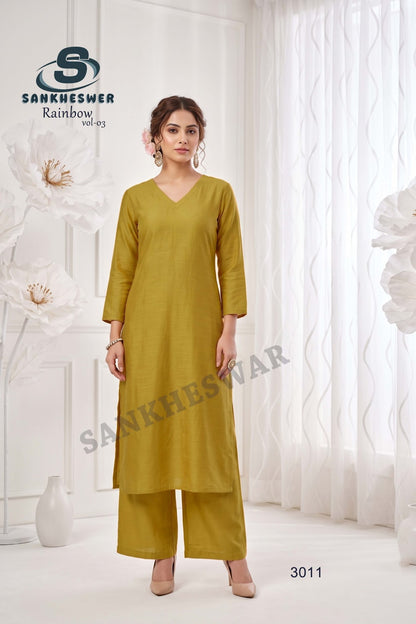 Rainbow Vol 3 Sankheswer Vertican Kurti Plazzo Set Wholesale Price