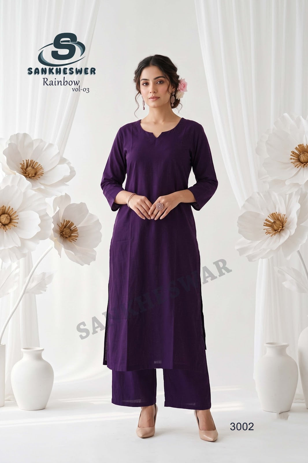 Rainbow Vol 3 Sankheswer Vertican Kurti Plazzo Set Wholesale Price