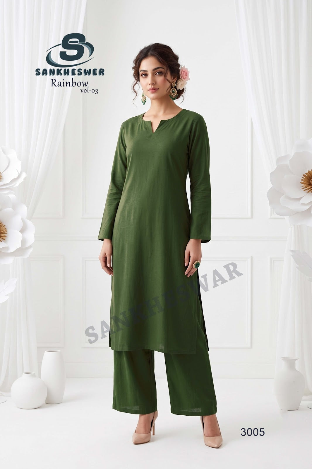 Rainbow Vol 3 Sankheswer Vertican Kurti Plazzo Set Wholesale Price