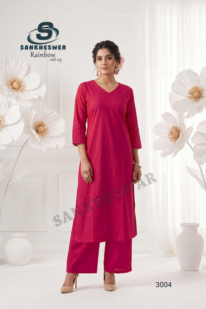 Rainbow Vol 3 Sankheswer Vertican Kurti Plazzo Set Wholesale Price