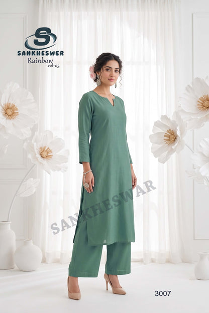 Rainbow Vol 3 Sankheswer Vertican Kurti Plazzo Set Wholesale Price