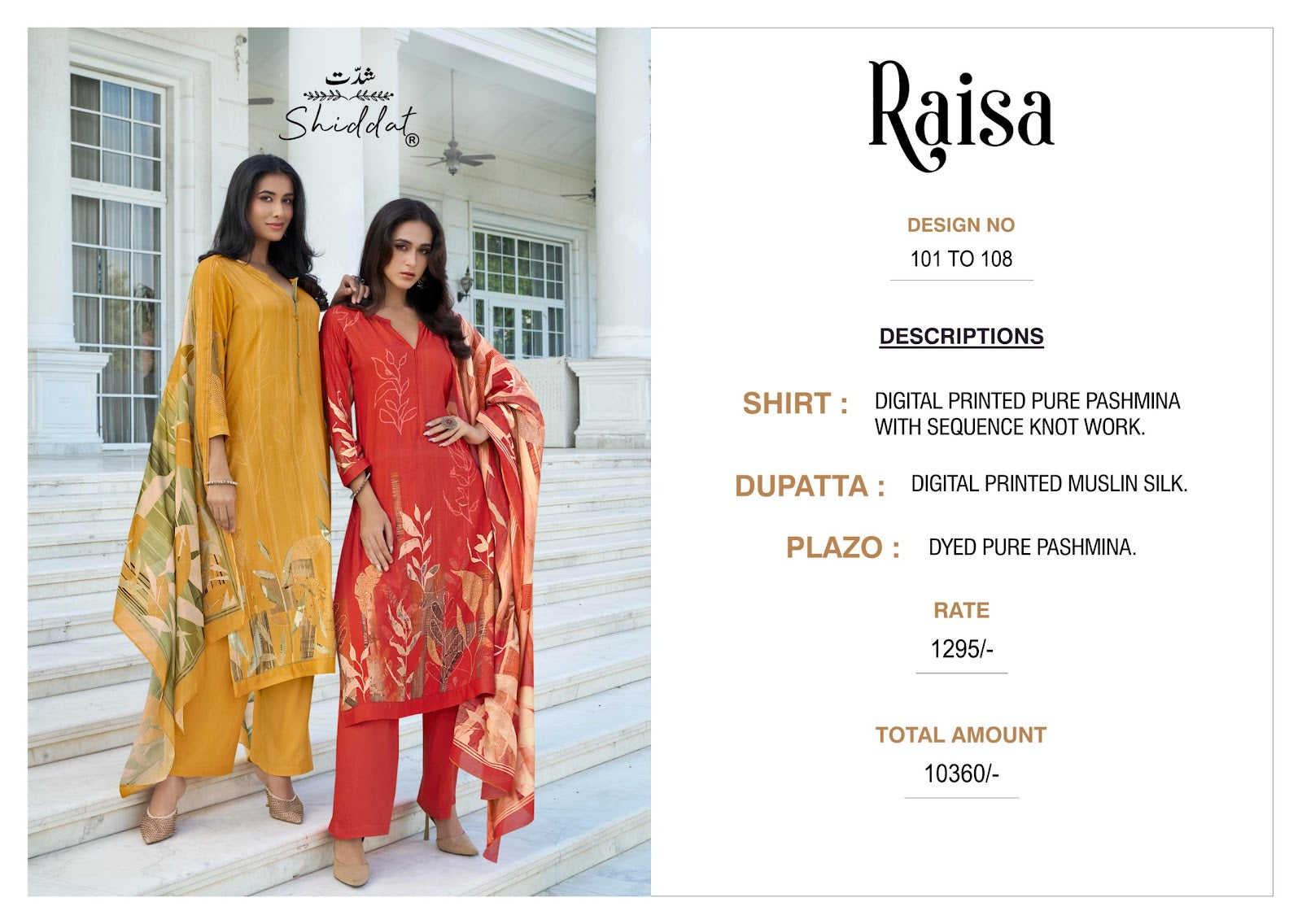 Raisa Shiddat Pashmina Suits Manufacturer Gujarat